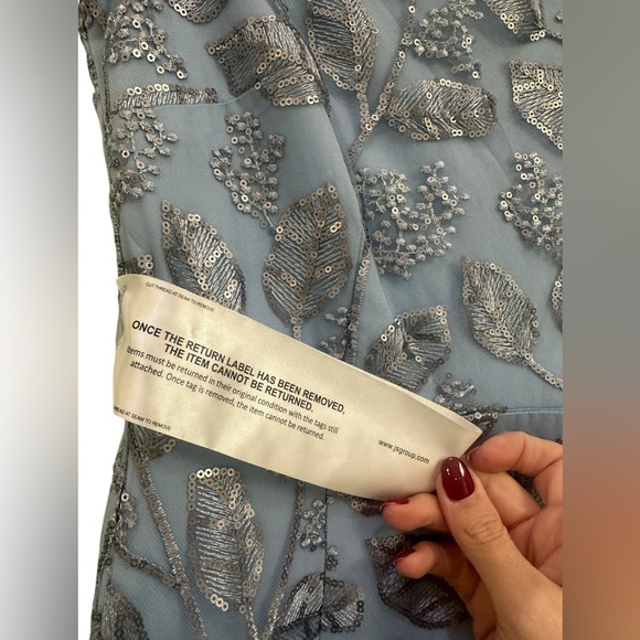 JS Collections Julia Sequin Column Gown – Light Blue Cap Sleeve | Size 0 NWT - Picture 5 of 6